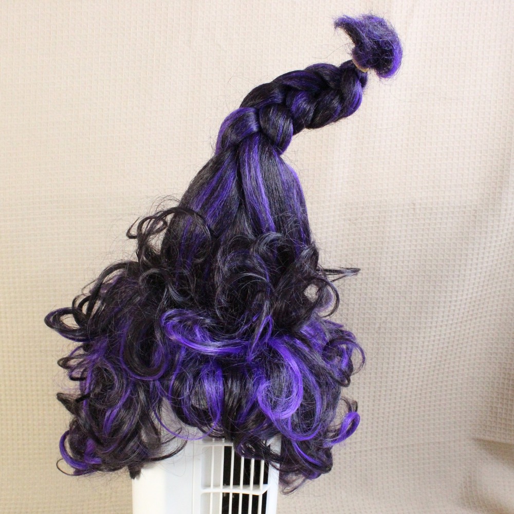 Hocus Pocus Mary Sanderson Wig Black Purple Curly Witch Cosplay One Size Goth